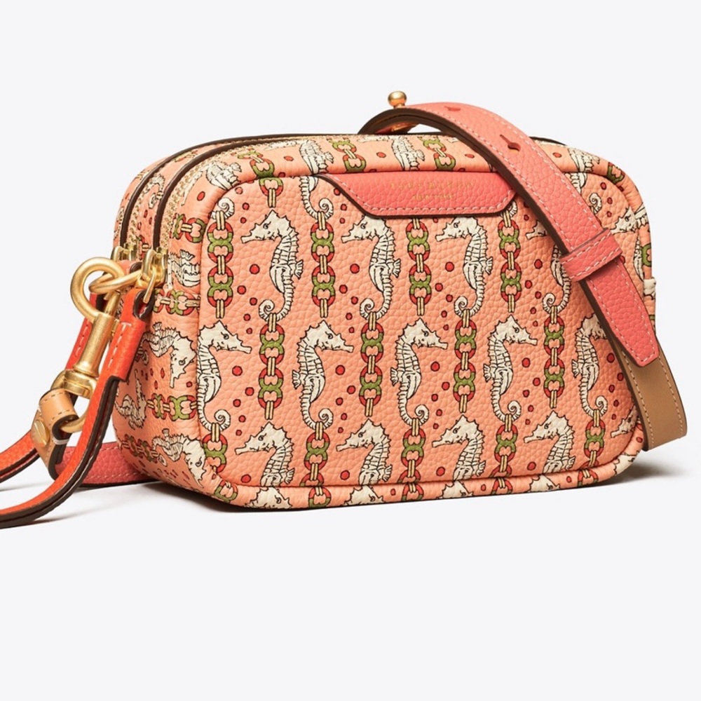 Tory Burch Printed Leather Seahorse Crossbody Mini Bag